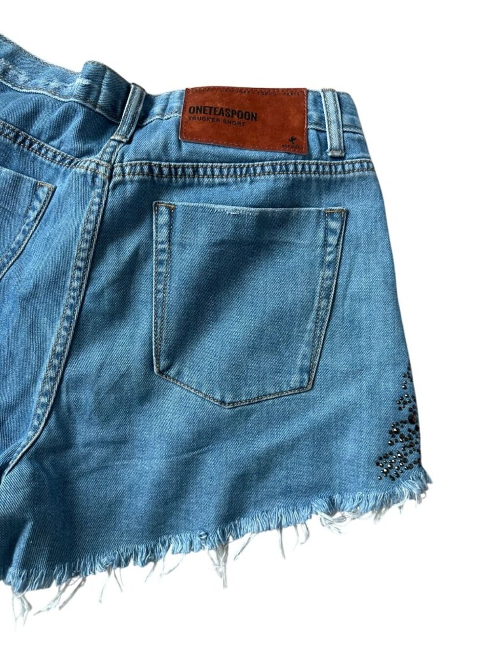 ONE TEASPOON Crystal Rocks Swarovski Collab Denim Shorts Sz 28 NEW - Picture 5 of 9